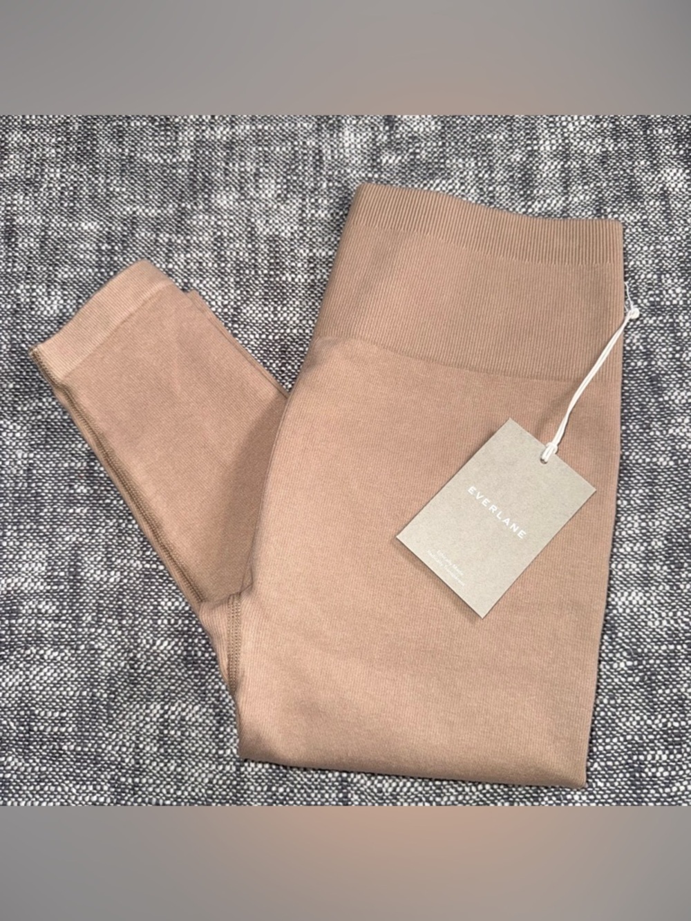 Everlane The Seamless Legging M/L mocha ribbed thick tan nude knit high rise NWT